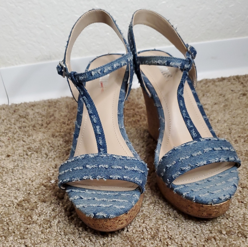 Super cute jean designer wedge shoes